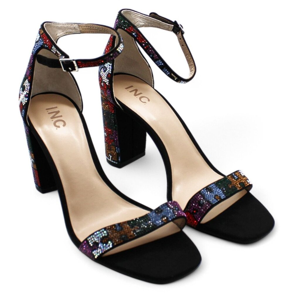 Womens Lexini Square Toe Block Heel Buck Sandals